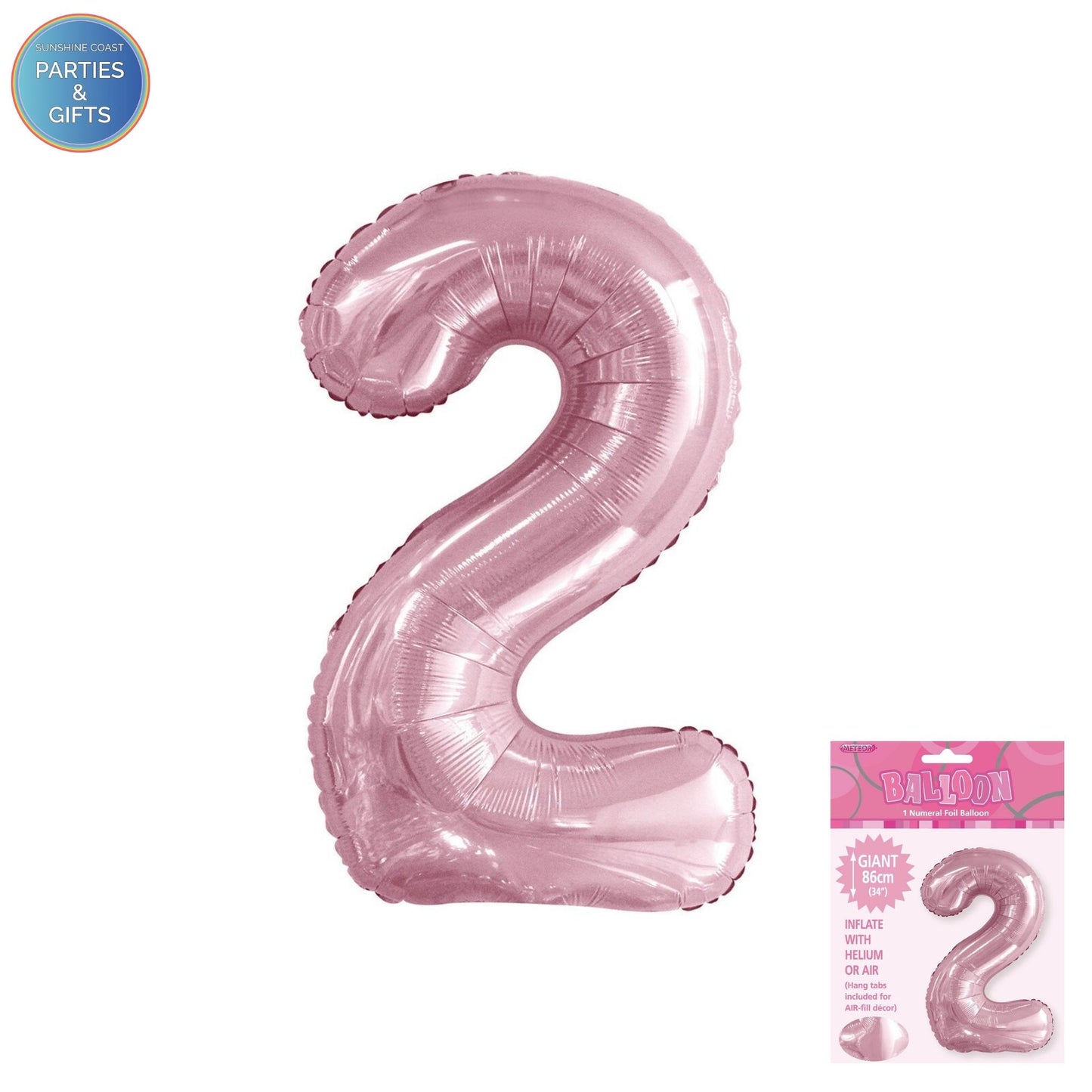 GIANT FOIL BALLOON - LOVELY PINK NUMBER 2 - 86CM