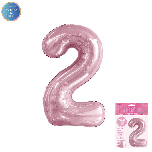 GIANT FOIL BALLOON - LOVELY PINK NUMBER 2 - 86CM