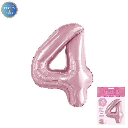 GIANT FOIL BALLOON - LOVELY PINK NUMBER 4 - 86CM