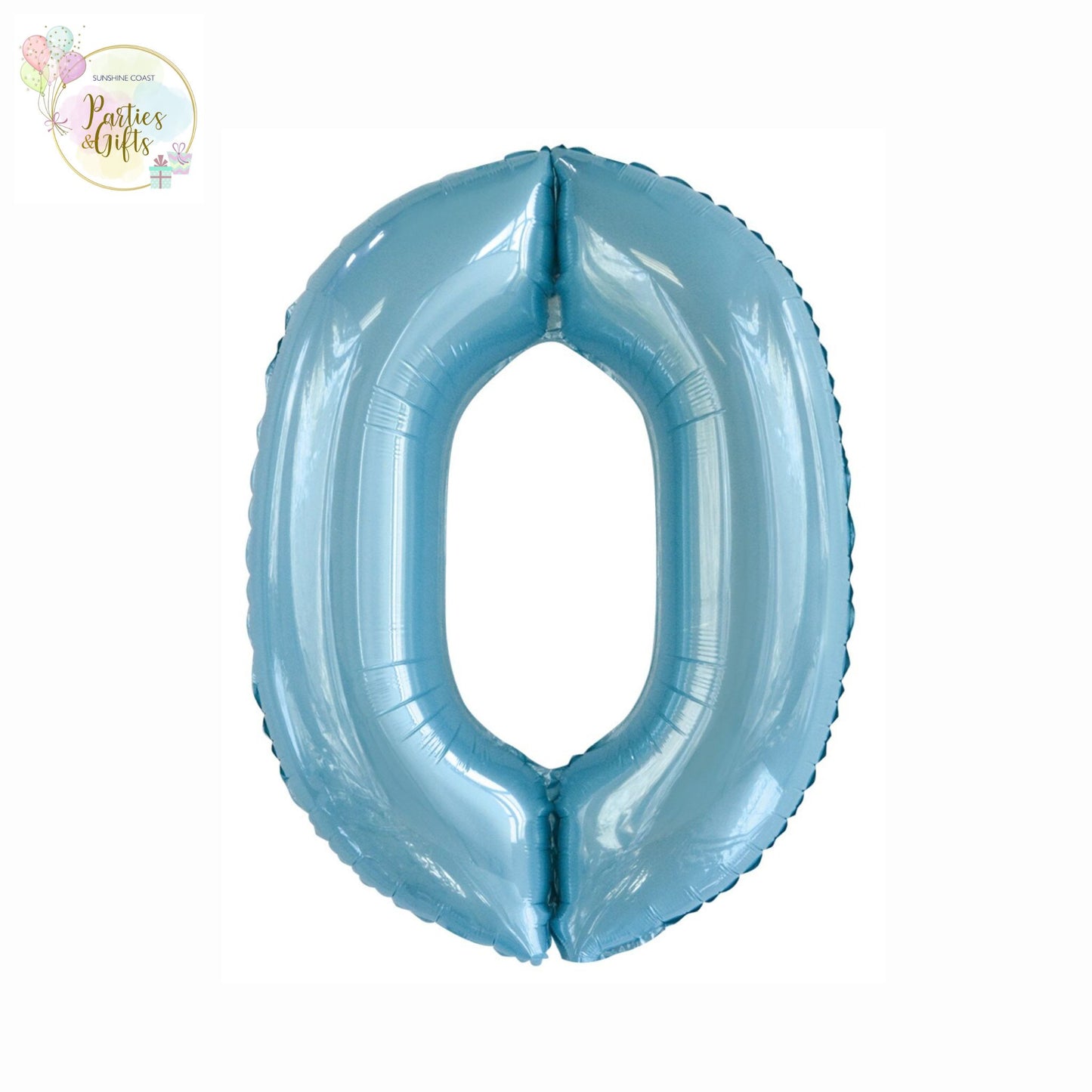 GIANT FOIL BALLOON - POWDER BLUE NUMBER 0 - 86CM