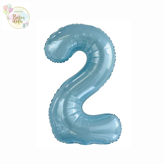 GIANT FOIL BALLOON - POWDER BLUE NUMBER 2 - 86CM