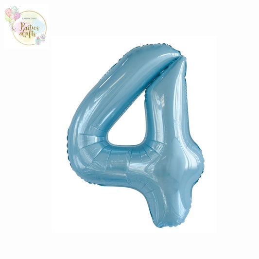 GIANT FOIL BALLOON - POWDER BLUE NUMBER 4 - 86CM