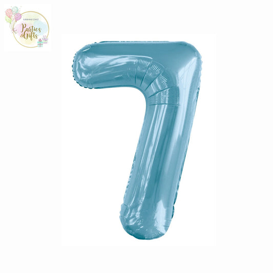 GIANT FOIL BALLOON - POWDER BLUE NUMBER 7 - 86CM