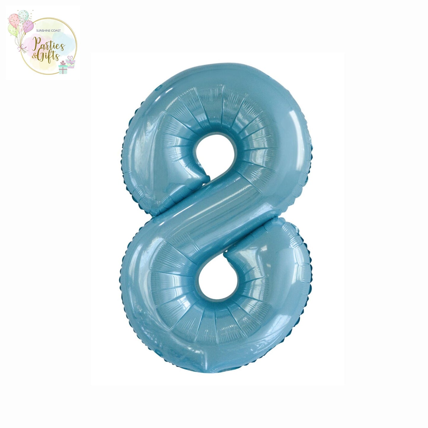 GIANT FOIL BALLOON - POWDER BLUE NUMBER 8 - 86CM