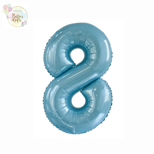 GIANT FOIL BALLOON - POWDER BLUE NUMBER 8 - 86CM