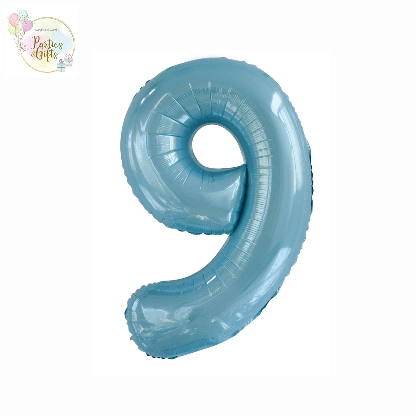 GIANT FOIL BALLOON - POWDER BLUE NUMBER 9 - 86CM