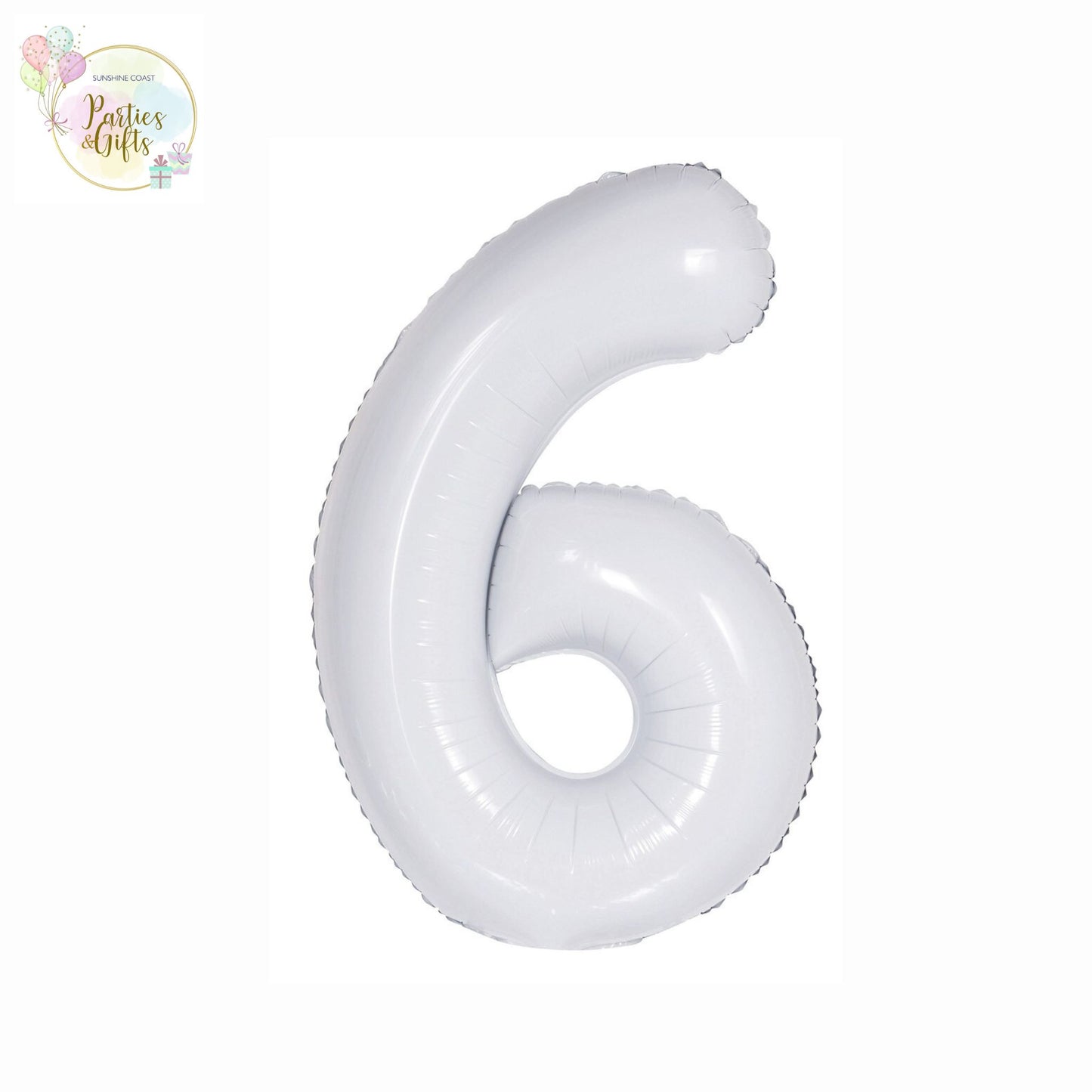 GIANT FOIL BALLOON - WHITE NUMBER 6 - 86CM