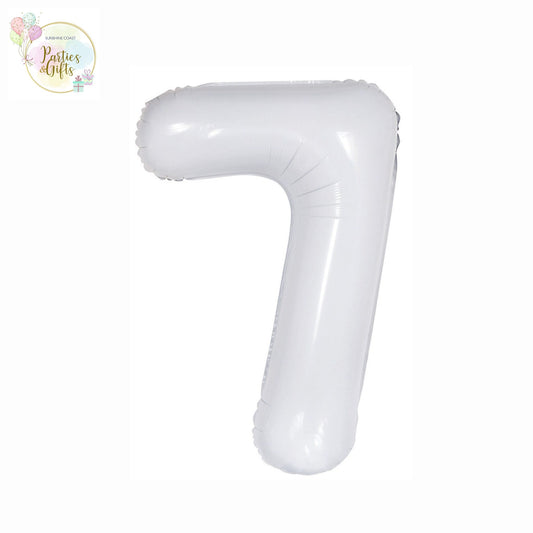 GIANT FOIL BALLOON - WHITE NUMBER 7 - 86CM