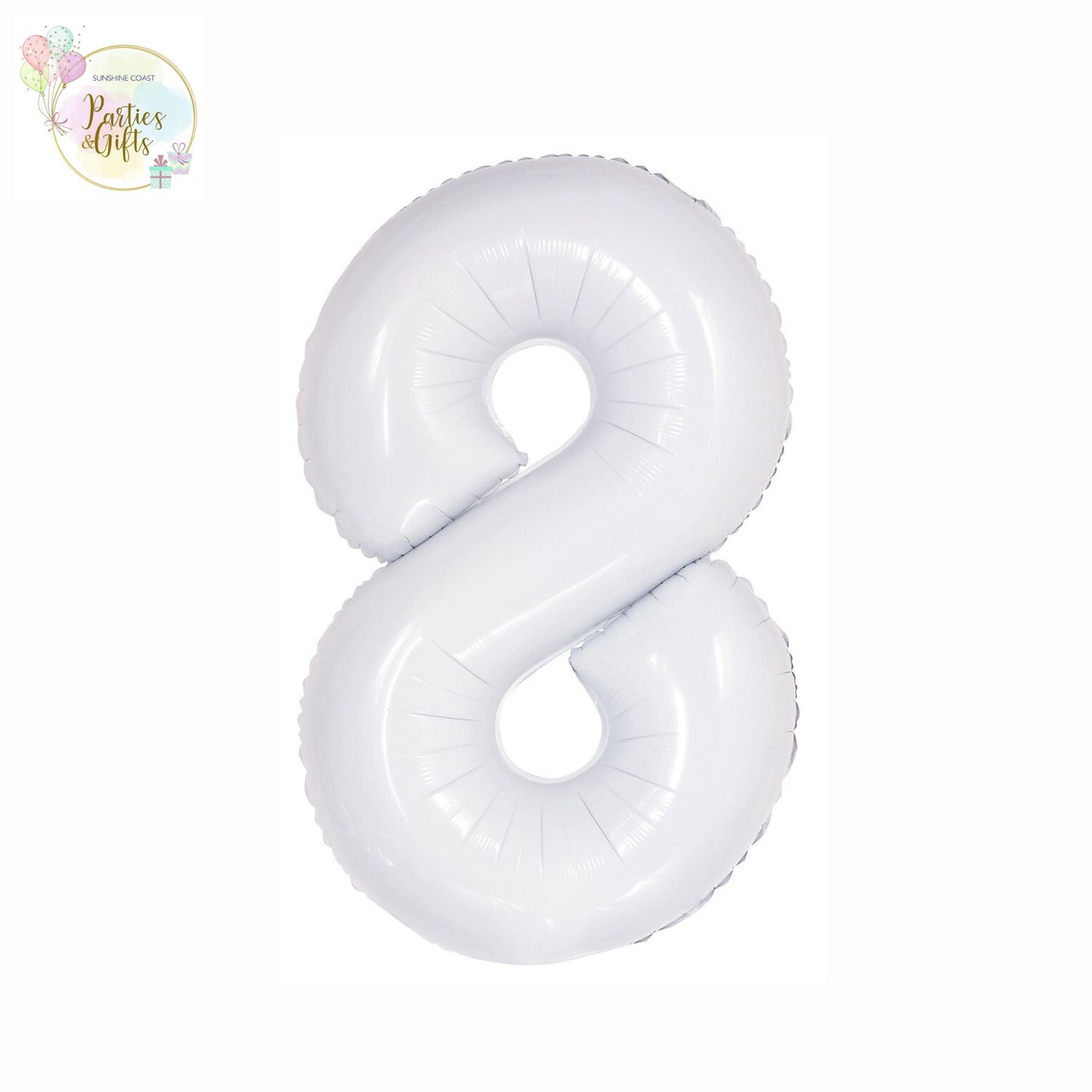 GIANT FOIL BALLOON - WHITE NUMBER 8 - 86CM