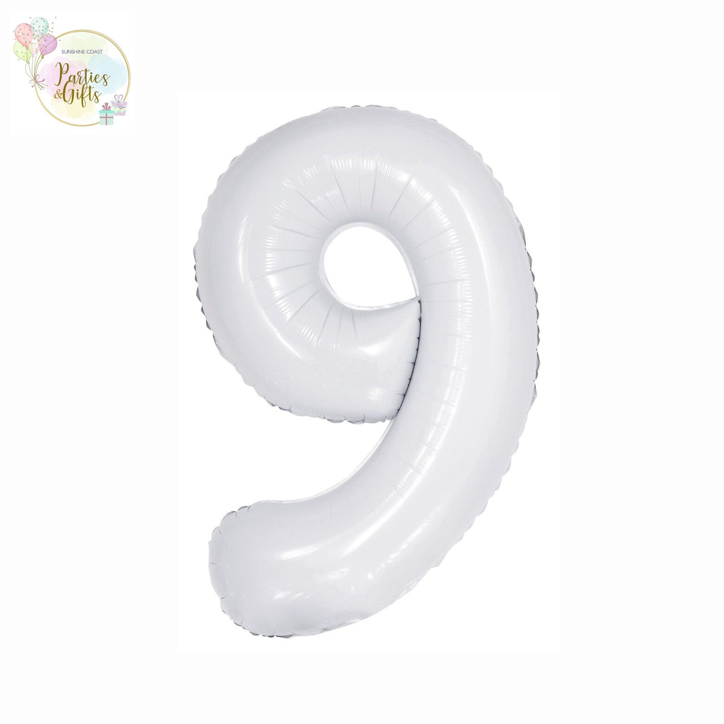 GIANT FOIL BALLOON - WHITE NUMBER 9 - 86CM
