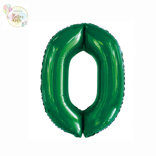 GIANT FOIL BALLOON - EMERALD GREEN NUMBER 0 - 86CM
