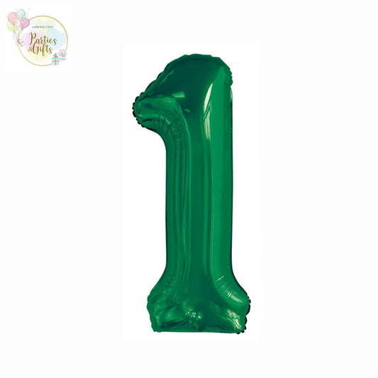 GIANT FOIL BALLOON - EMERALD GREEN NUMBER 1 - 86CM