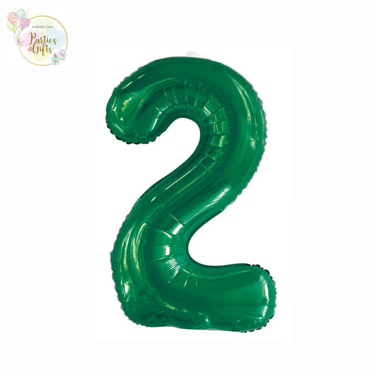 GIANT FOIL BALLOON - EMERALD GREEN NUMBER 2 - 86CM