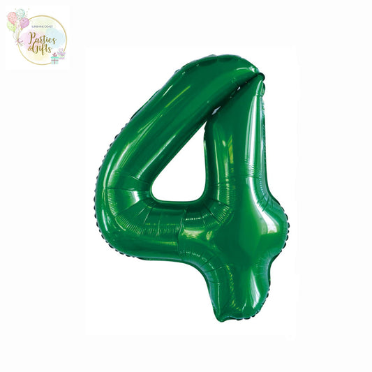 GIANT FOIL BALLOON - EMERALD GREEN NUMBER 4 - 86CM