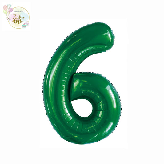 GIANT FOIL BALLOON - EMERALD GREEN NUMBER 6 - 86CM