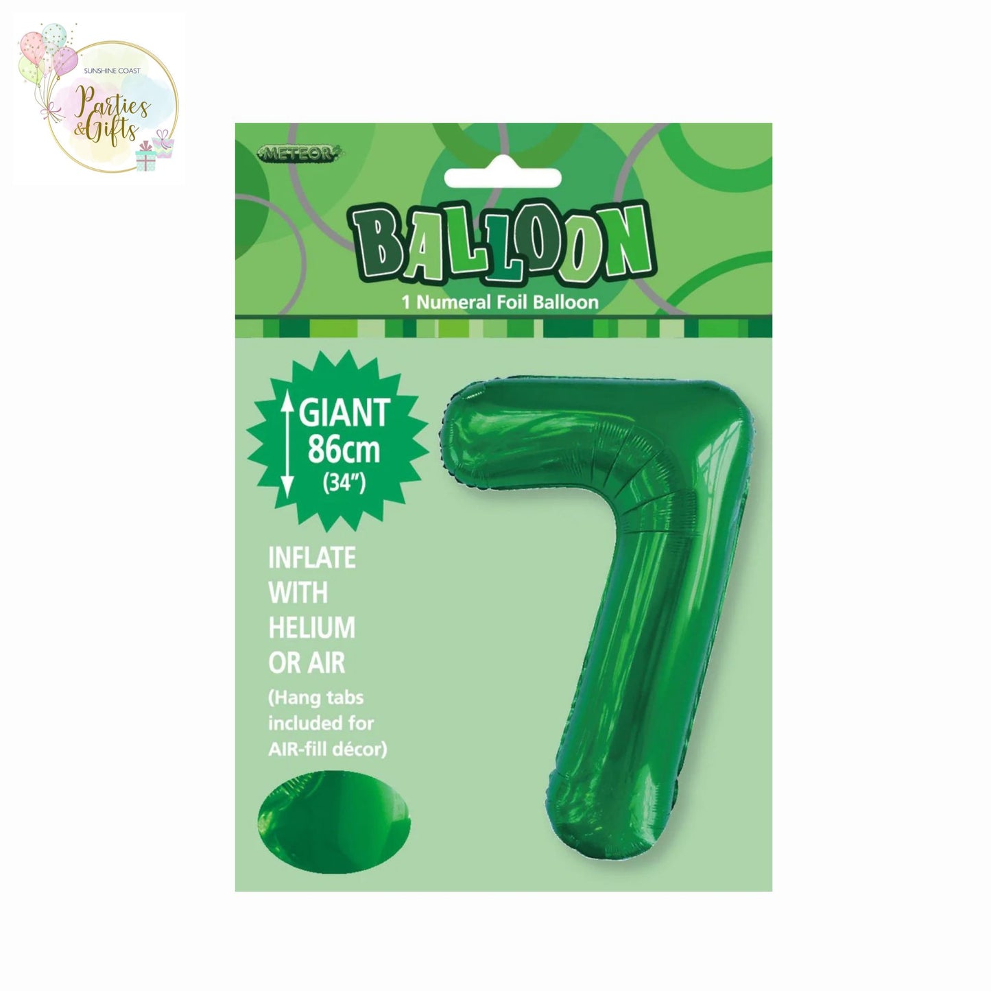 GIANT FOIL BALLOON - EMERALD GREEN NUMBER 7 - 86CM