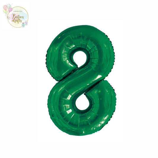 GIANT FOIL BALLOON - EMERALD GREEN NUMBER 8 - 86CM