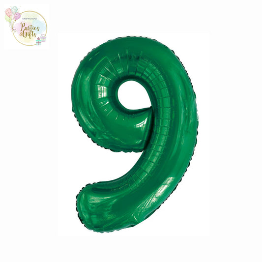 GIANT FOIL BALLOON - EMERALD GREEN NUMBER 9 - 86CM