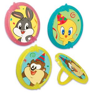 LOONEY TUNES CUPCAKE RINGS - PACK OF 12