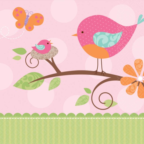 BABY SHOWER TWEET BABY GIRL LUNCH NAPKINS - PACK OF 16