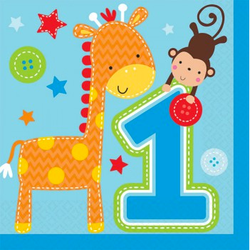 ONE WILD BOY 1ST BIRTHDAY LUNCH NAPKINS - PACK OF 16