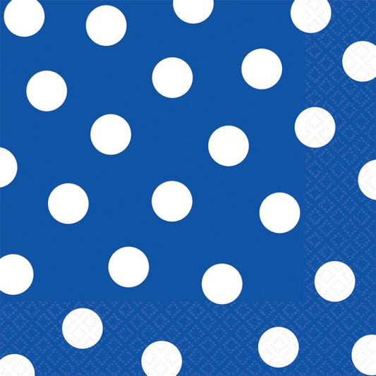 ROYAL BLUE DOTS LUNCH NAPKINS - PACK OF 16