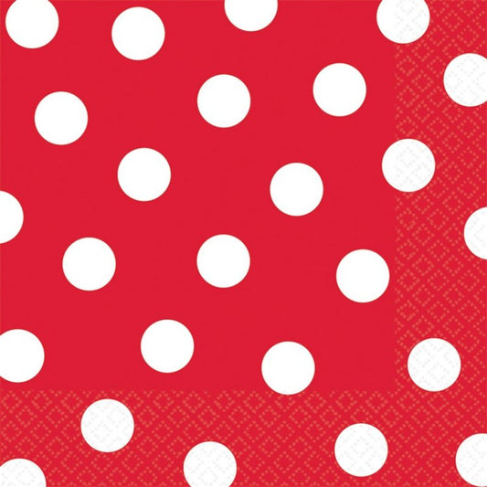 APPLE RED DOTS LUNCH NAPKINS - PACK OF 16