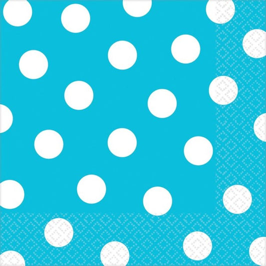 CARIBBEAN BLUE DOTS LUNCH NAPKINS - PACK OF 16