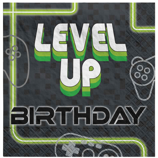 LEVEL UP GAMING LUNCH NAPKINS - PACK OF 16
