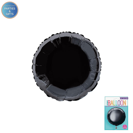 BLACK ROUND FOIL BALLOON - 45.7CM