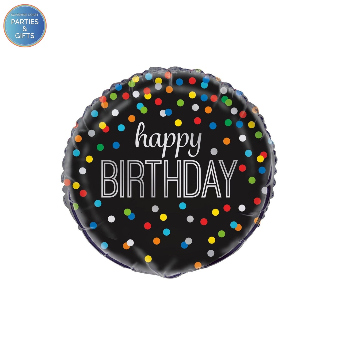HAPPY BIRTHDAY RAINBOW DOT FOIL BALLOON - 45.7CM