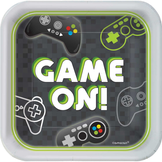 LEVEL UP GAMING SQUARE PAPER PLATES 17CM - PACK OF 8