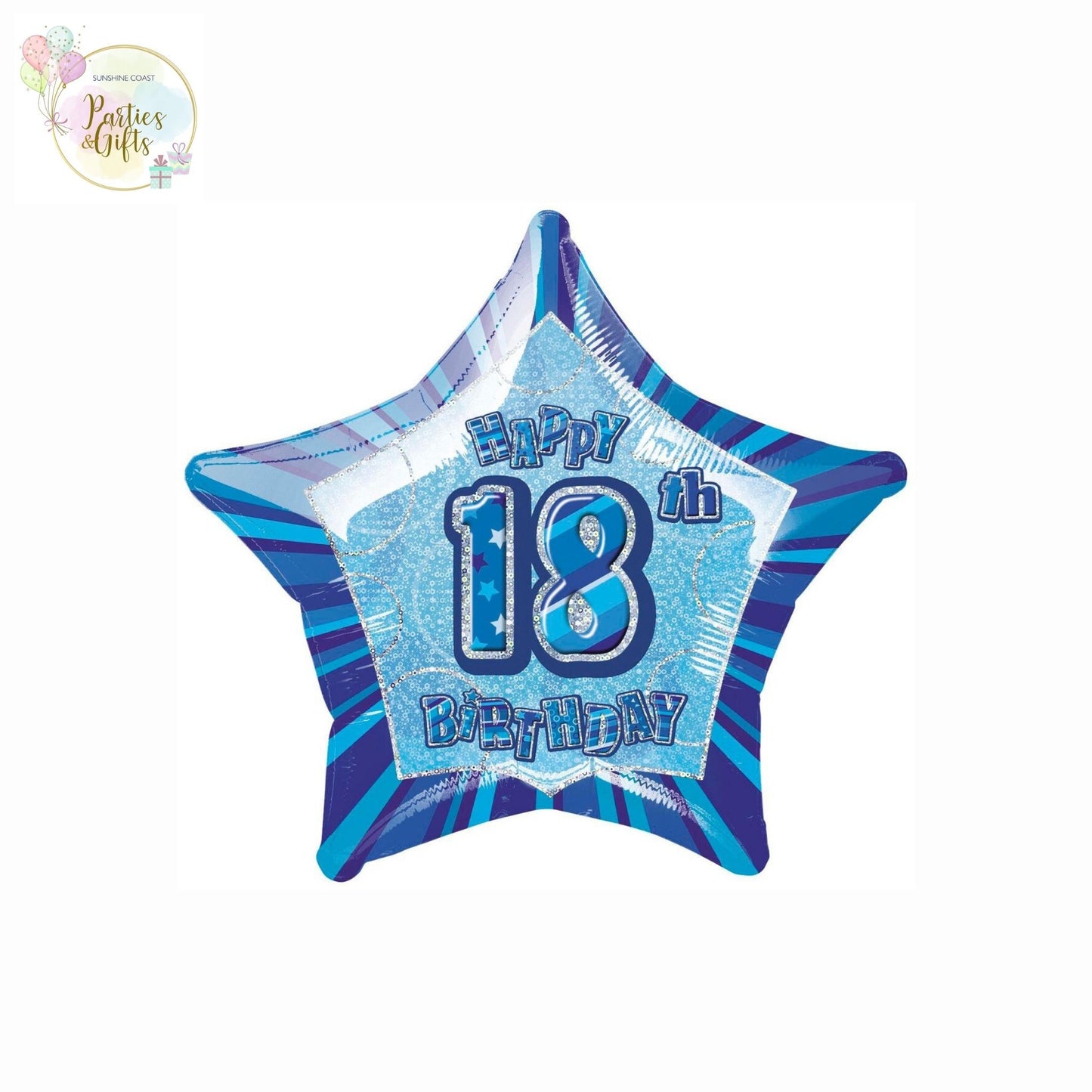 GLITZ BLUE 18TH BIRTHDAY STAR FOIL BALLOON - 50.8CM