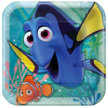 DISNEY FINDING DORY SQUARE PAPER PLATES 22.9CM - PACK OF 8
