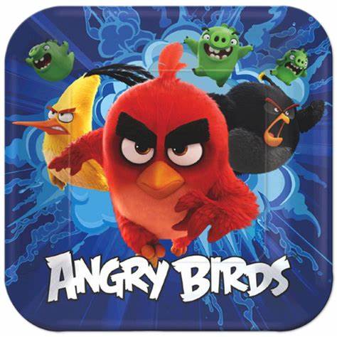 ANGRY BIRDS MOVIE SQUARE PAPER PLATES 22.9CM - PACK OF 8