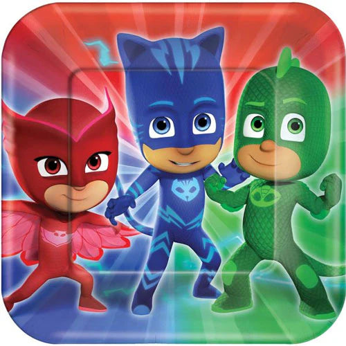 PJ MASKS SQUARE PAPER PLATES 23CM - PACK OF 8