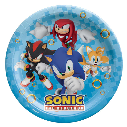 SONIC THE HEDGEHOG PAPER ROUND PLATES 23CM - PACK OF 8