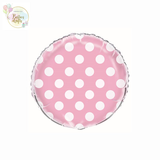 LOVELY PINK & WHITE DOTS FOIL BALLOON - 45CM