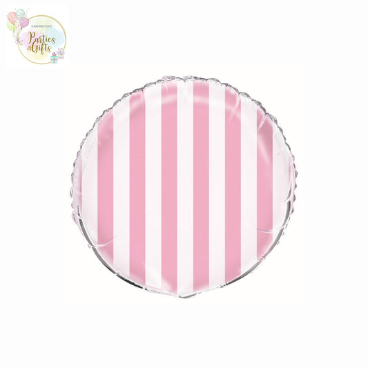 LOVELY PINK & WHITE STRIPES FOIL BALLOON - 45CM