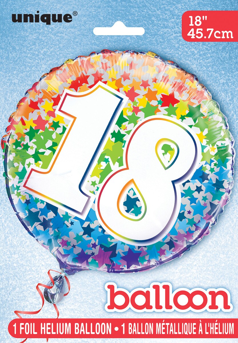 RAINBOW 18TH BIRTHDAY FOIL BALLOON - 45.7CM