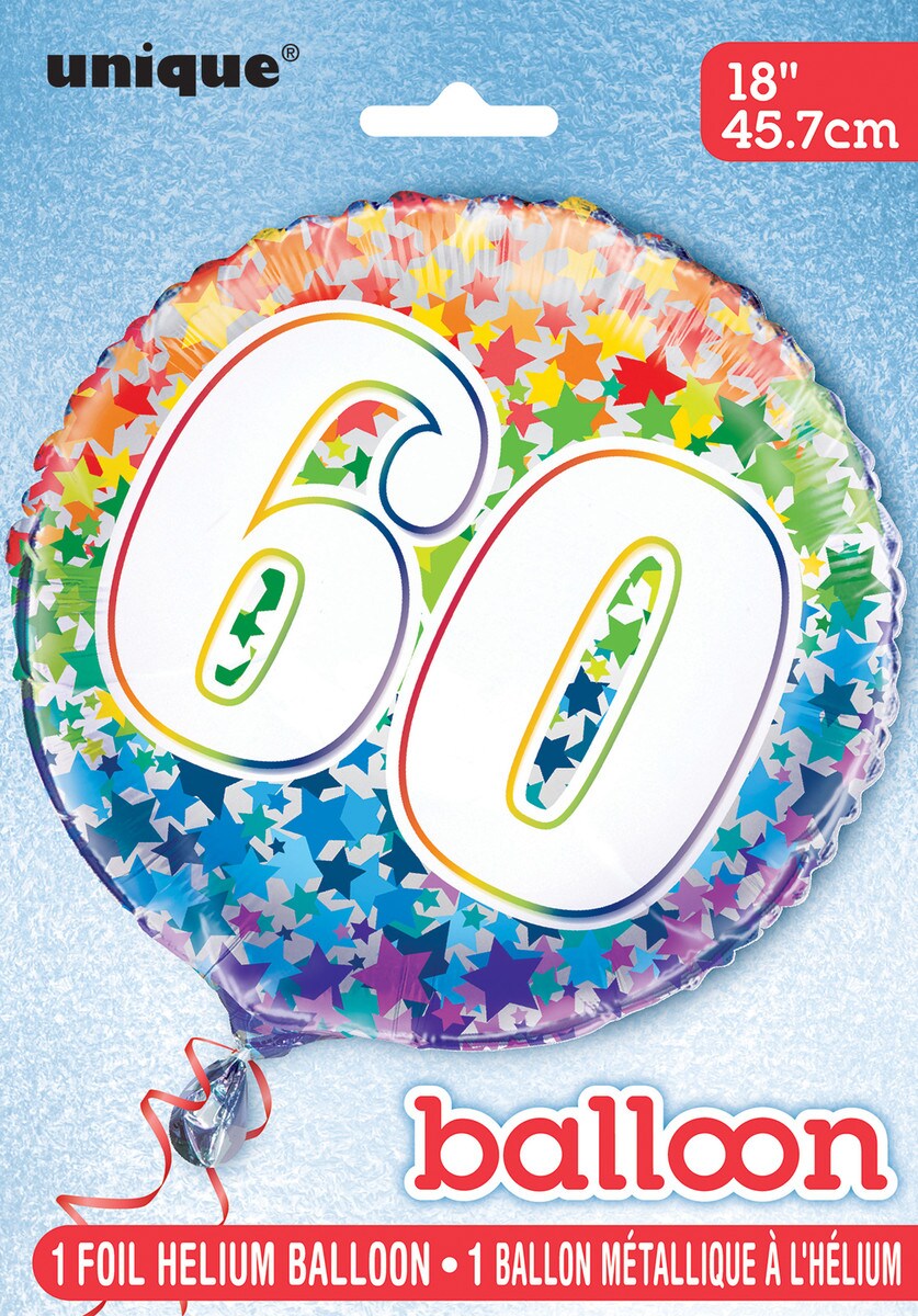 RAINBOW 60TH BIRTHDAY FOIL BALLOON - 45.7CM