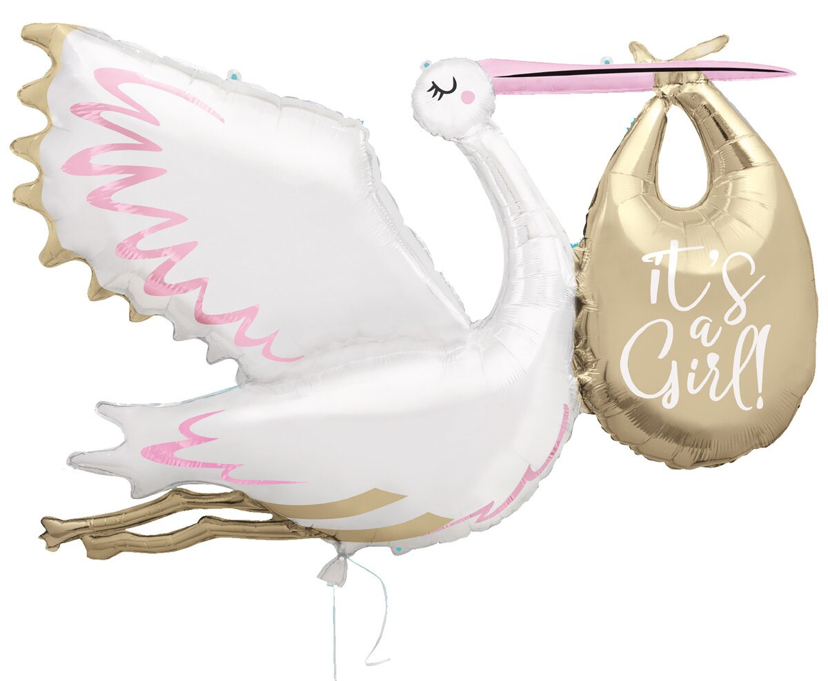 STORK ITS A GIRL JUMBO FOIL BALLOON - 157CM