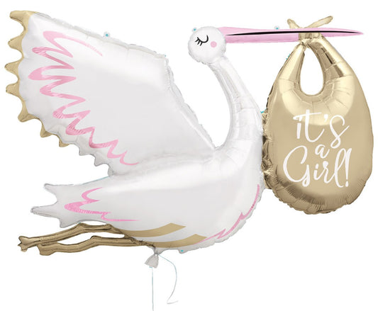 STORK ITS A GIRL JUMBO FOIL BALLOON - 157CM