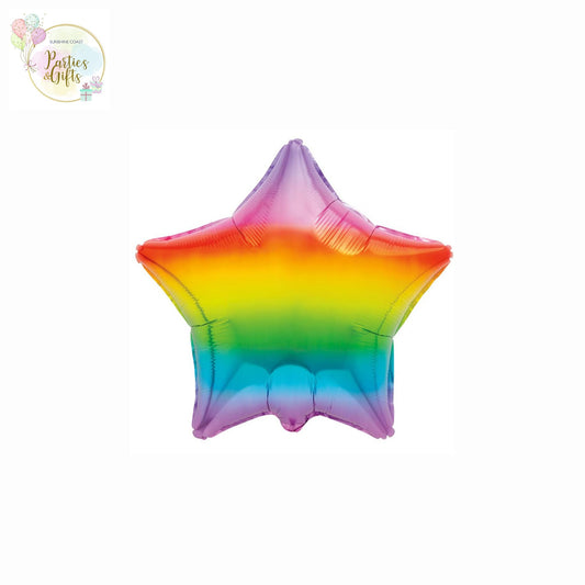 GRADIENT RAINBOW STAR FOIL BALLOON - 45CM