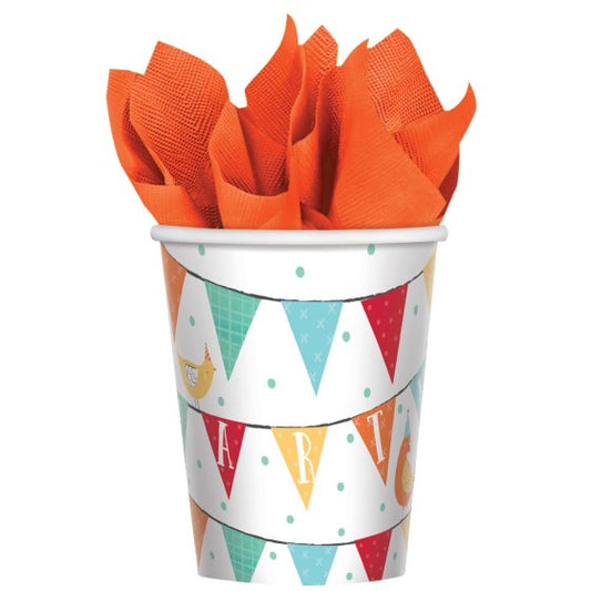 FARM BARNYARD BIRTHDAY 266ML PAPER CUPS - PACK OF 8
