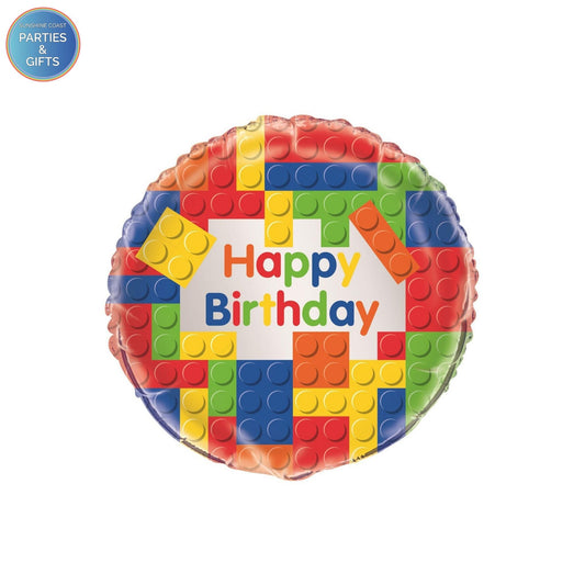 HAPPY BIRTHDAY BUILD BLOCKS FOIL BALLOON - 45.7CM