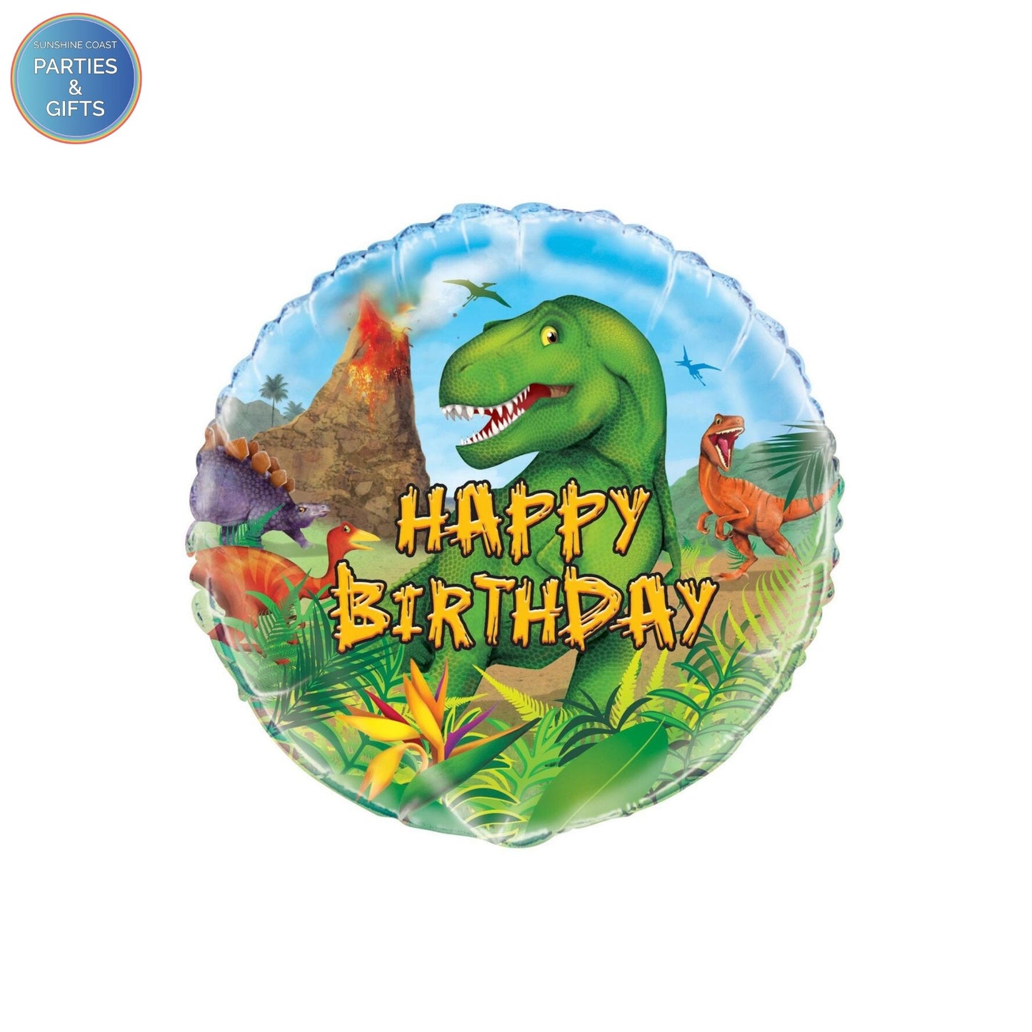 HAPPY BIRTHDAY DINOSAUR FOIL BALLOON - 45.7CM