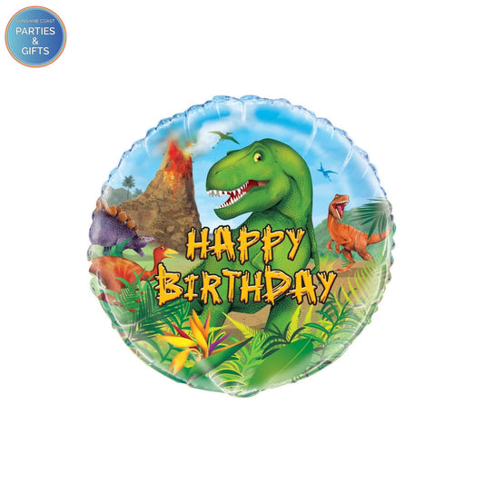 HAPPY BIRTHDAY DINOSAUR FOIL BALLOON - 45.7CM
