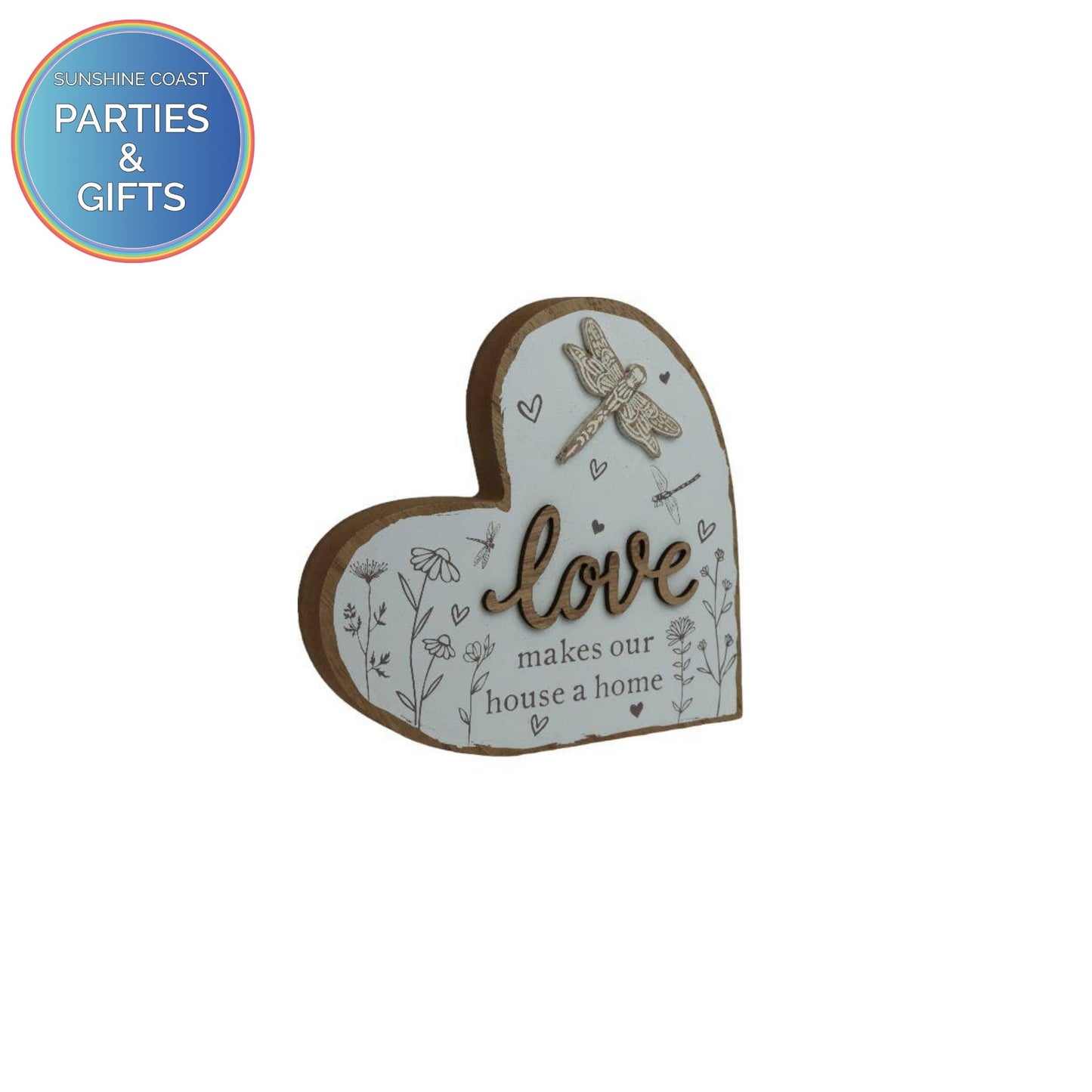 LOVE HEART SHAPED MDF PLAQUE - 15CM