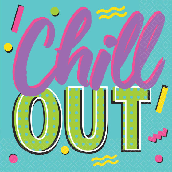 AWESOME PARTY 80’S BEVERAGE NAPKINS CHILL OUT - PACK OF 16